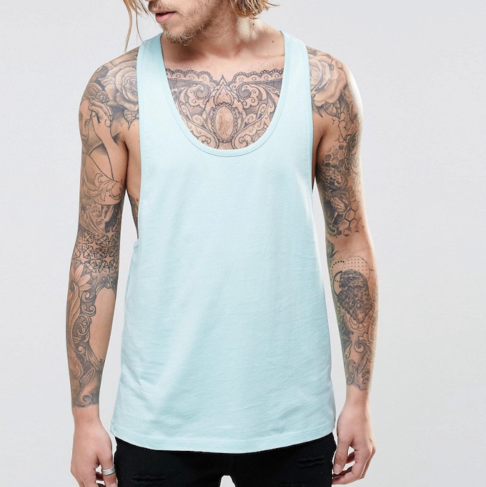 ASOS Vest With Extreme Racer Back In Blue