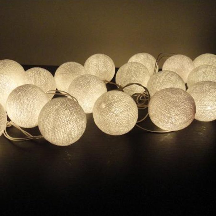 White Lantern Tone Handmade Cotton Balls Fairy 