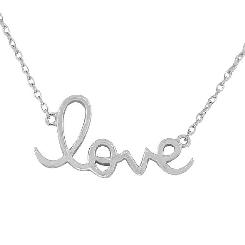 Sterling Silver Love Heart Charm Womens Girls Pendant Necklace