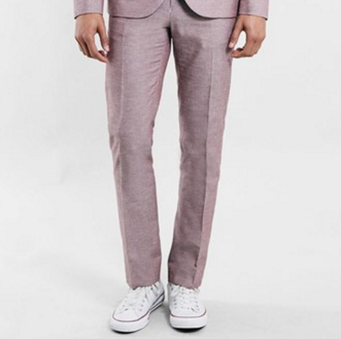 Topman Burgundy Fleck Skinny Fit Oxford Suit Trousers