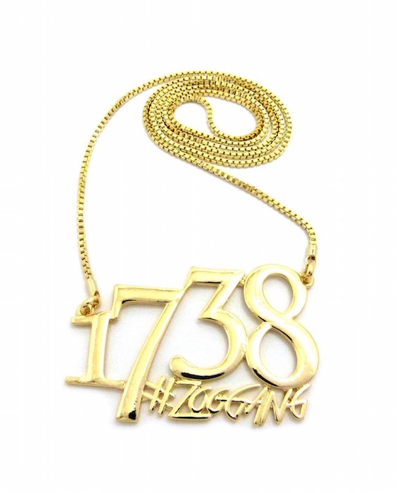 Hip Hop Plain 1738 ZooGang Pendant  Chain Necklace Gold-Tone 