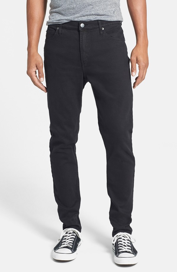 Dropped' Slouchy Slim Fit Jeans (New Black) | Blingby