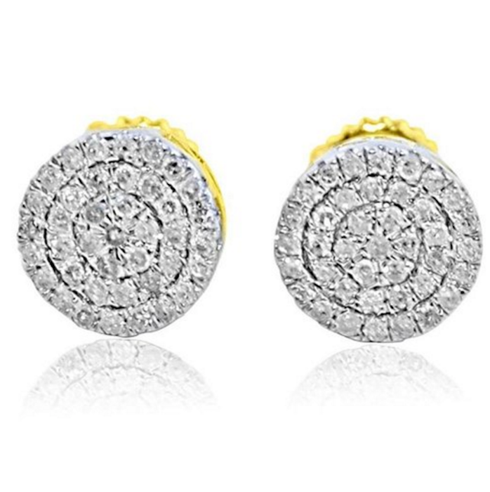 IdealCutGems-stud-earrings 10K Gold Round Cluster Earrings 7mm Wide Screw Back 1/5cttw Diamonds