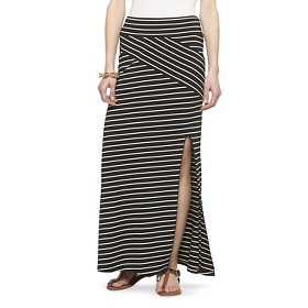 Mossimo Side Split Stripe Maxi Skirt Black/White 