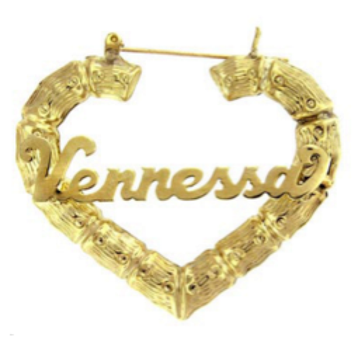 Heart-Shaped Name Hoop Earrings in Sterling Silver with 24K Gold Plate 