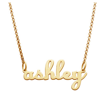 Personalized Women's Gold over Sterling Silver Lowercase Script Name Necklace