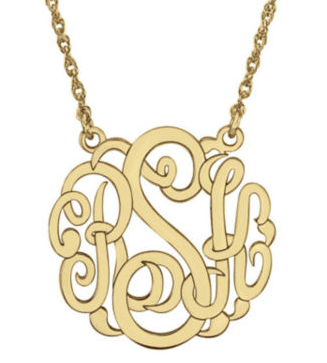 14K Gold Over Sterling Silver Monogram Necklace