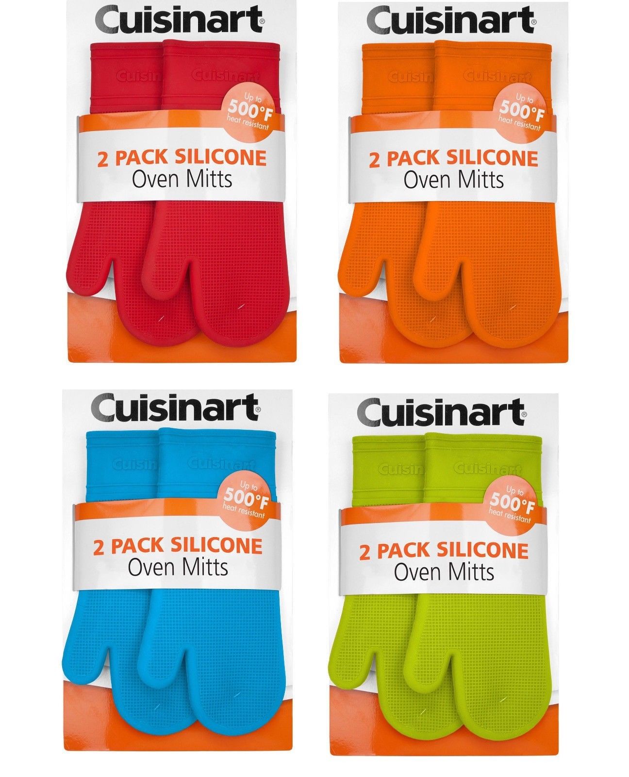 Cuisinart Silicone Oven Mitts, 2 Pack New Assorted Colors