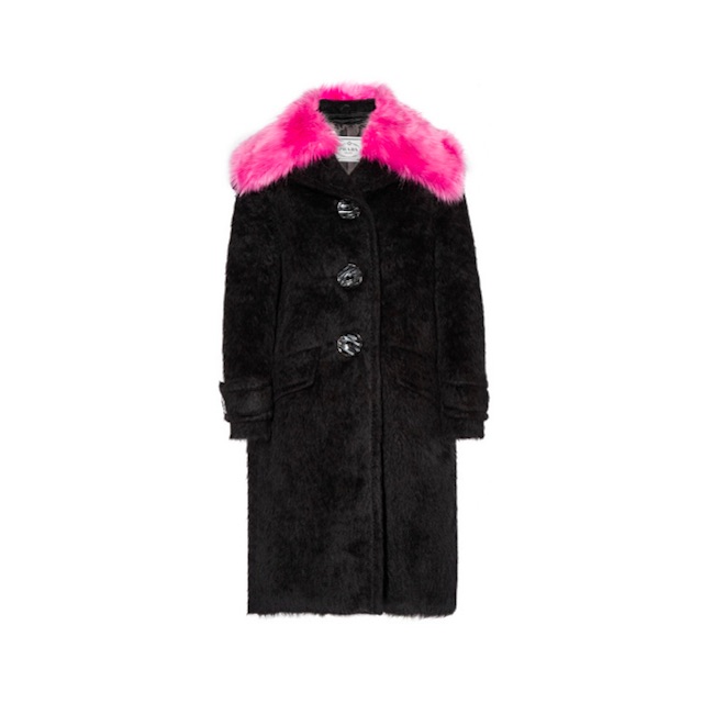 Faux fur-trimmed alpaca and wool-blend coat