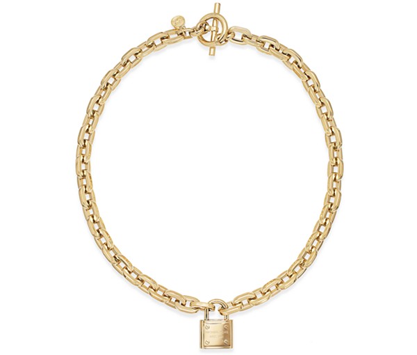 Michael Kors Gold-Tone Padlock Link Necklace 