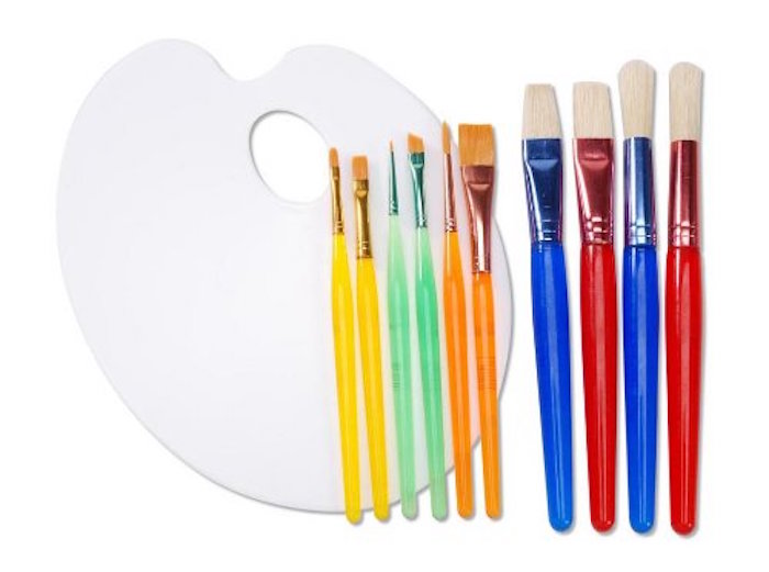 Darice 11-Piece Painting Set with Brush Assortment and Palette