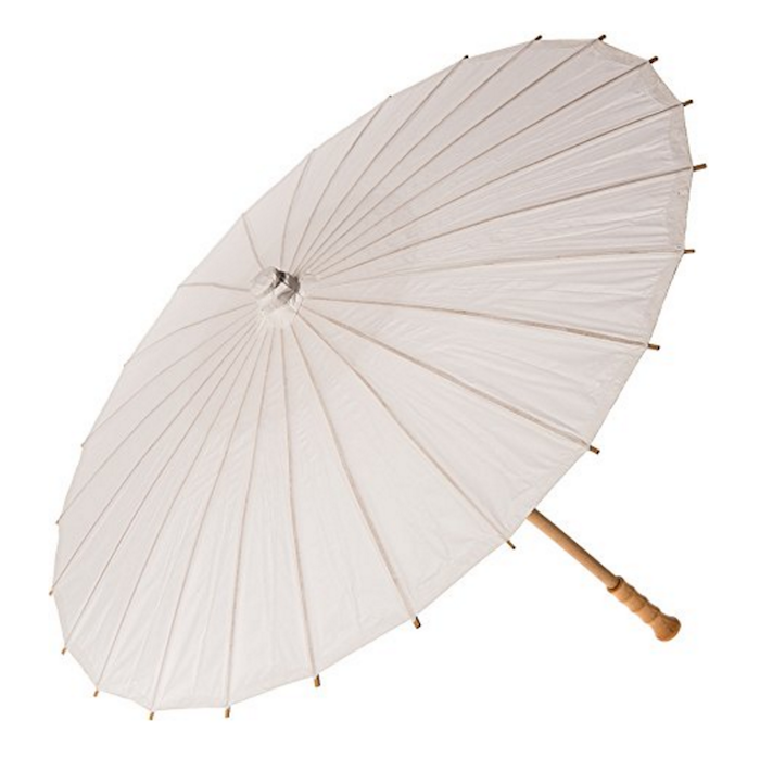 Darice VL6633 Parasol Natural Paper Bamboo Umbrella, 32-Inch, White