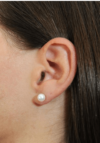 14K Gold White Akoya Cultured Pearl Stud Earrings - AAA Quality