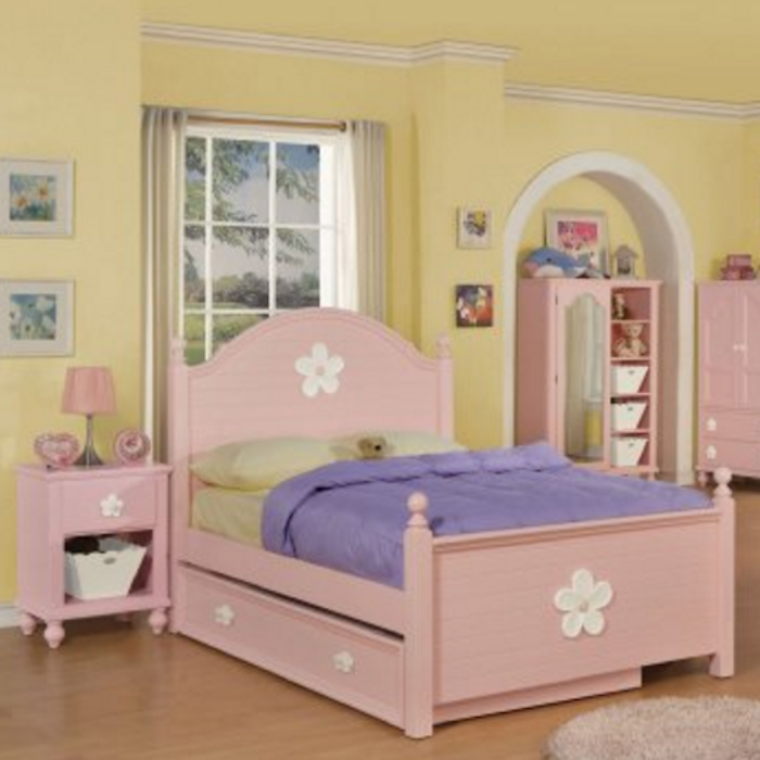Floresville Pink Wood Twin Bed - By Acme Furniture