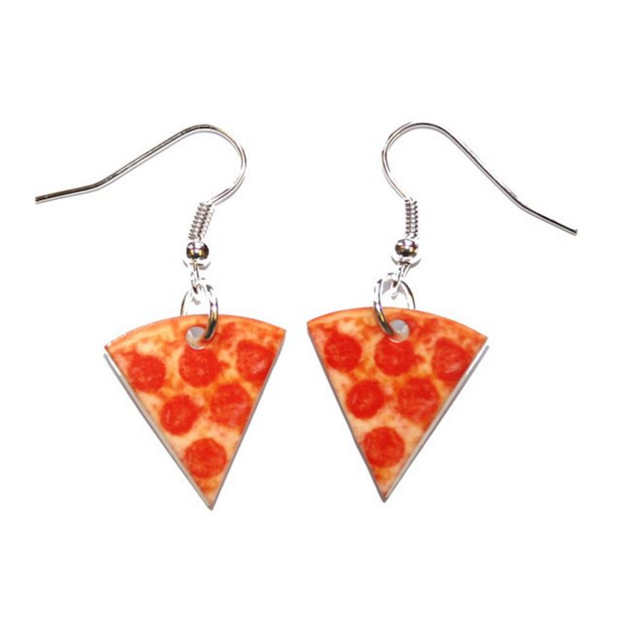 Sour Cherry Pizza Earrings (Silver plated low nickel studs)