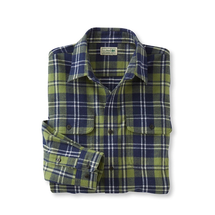 L.L.Bean Men's Freeport Flannel Shirt, Slightly Fitted Green