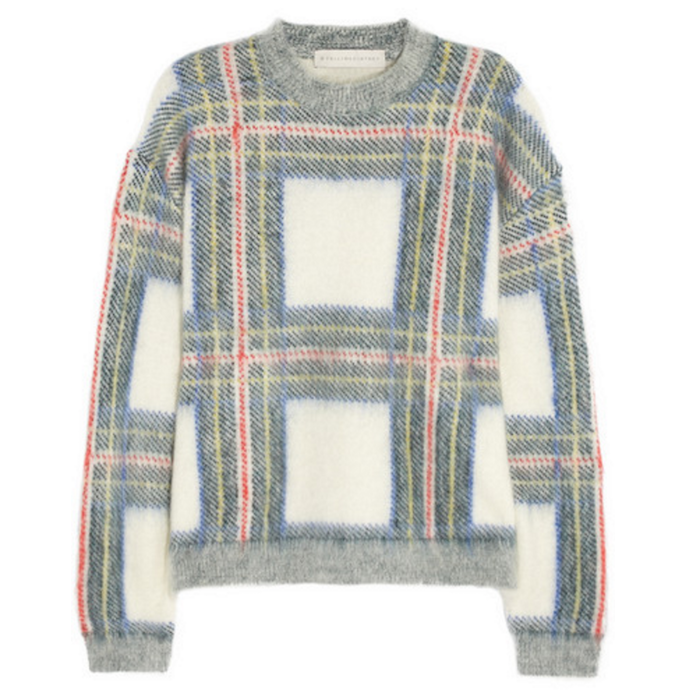 STELLA MCCARTNEY Plaid-intarsia knitted sweater | Blingby