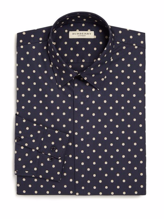 Burberry London Slim-Fit Seaford Polka Dot Dress Shirt