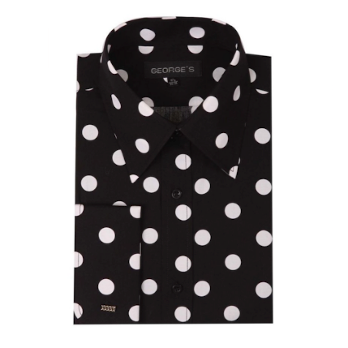 George's Men's 100% Cotton Big Polka Dot Pattern Shirt With French Cuff 