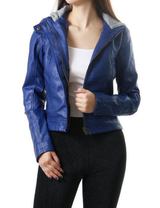 Classic Zip Up Faux Leather Moto Bomber Fashion Jacket for Women 