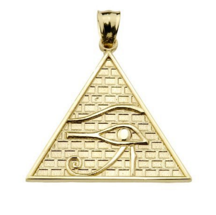 Egyptian Ankh Crosses Fine 14k Yellow Gold Eye of Horus Pyramid Charm Pendant