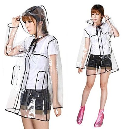 Women Raincoat Ladies Transparent Clear Cute Rain Coat Pvc/Vinyl