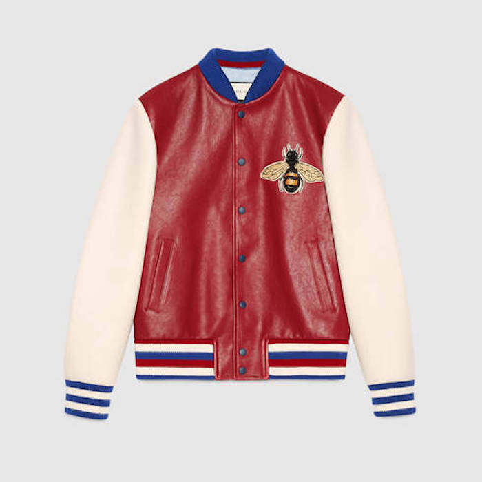 Leather and felt bomber with embroideries | Blingby