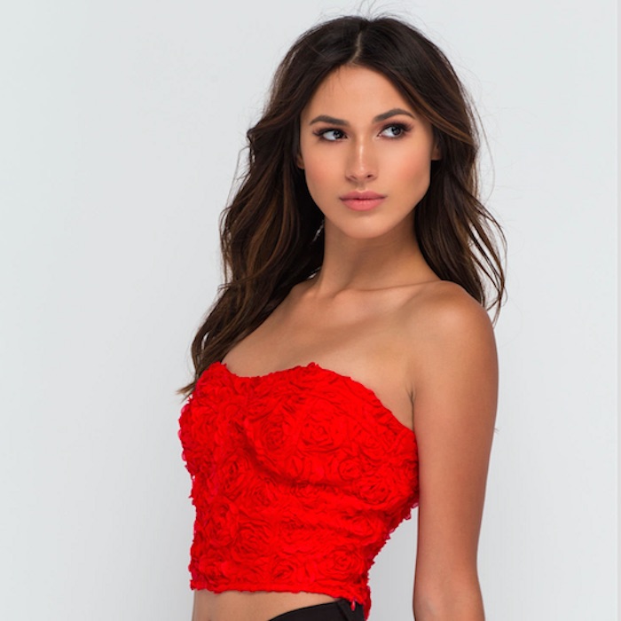 Coming Up Rosettes Bustier Crop Top