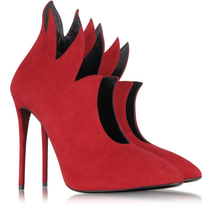 GIUSEPPE ZANOTTI Olinda Flame Red Passion Suede Pump | Blingby