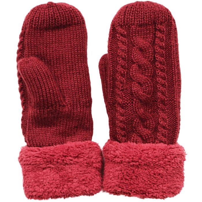 KMystic Plush Lined Cuffed Winter Knit Mittens