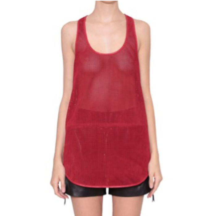 GIUSEPPE ZANOTTI Fishnet suede leather tank top with zipper