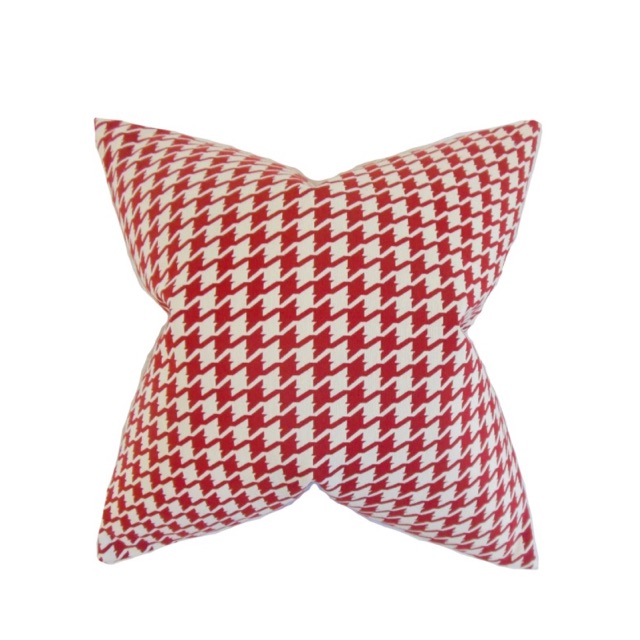 Presley Houndstooth Throw Pillow Red