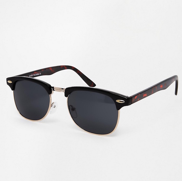 ASOS Contrast Clubmaster Sunglasses In Black And Tort