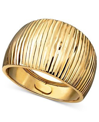 14K Gold Ring, Diamond Cut Cigar 