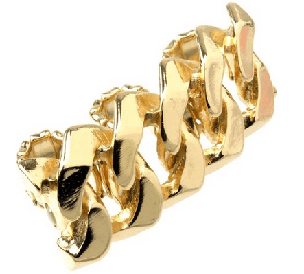Bold Chain Look 3 Finger Stretch Ring In Gold-Tone