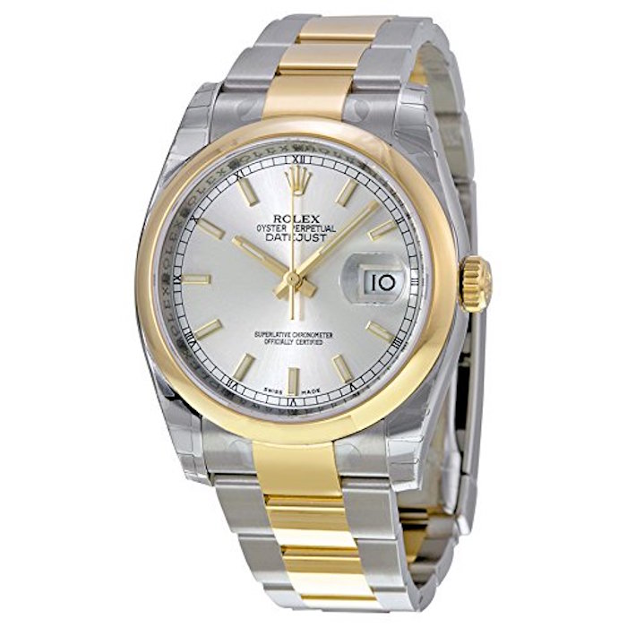 Rolex Datejust Silver Dial Automatic Stainless Steel and 18K Yellow Gold Mens Watch 116203SSO