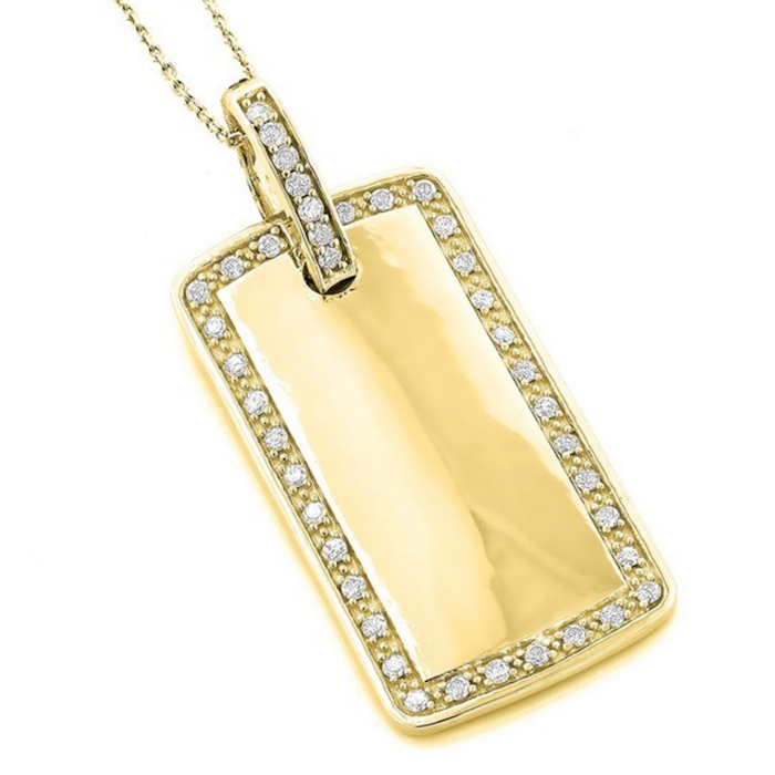 Luxurman 10k Gold 1 1/10ct TDW Diamond Dog Tag Necklace