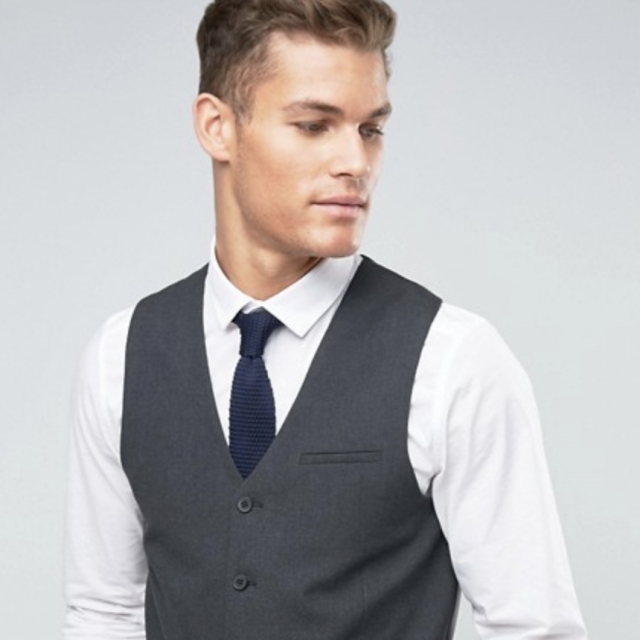 ASOS Vest with Square Hem in Charcoal