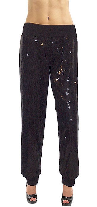 Ooh La La Women's Full Lined Sequin Pant with Stretch Waistband Straight Leg or Cuffs