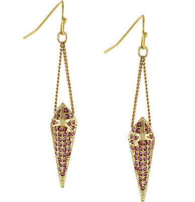 Bcbgeneration Gold-Tone And Pink Glitz Pyramid Drop Earrings