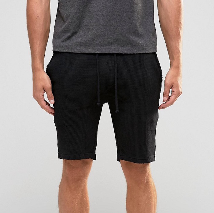 ASOS Slim Jersey Shorts In Waffle Fabric In Black