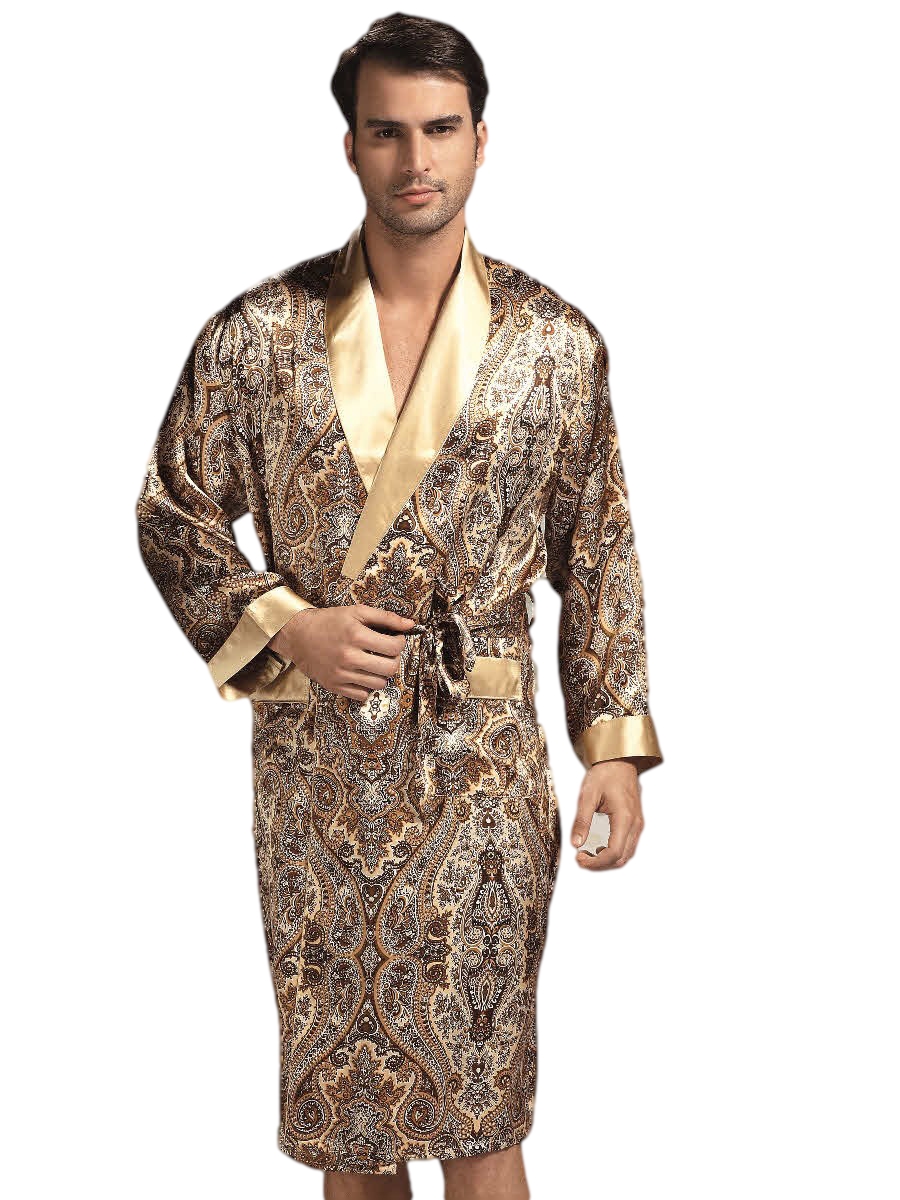 100% Silk Men's Robe With Bel