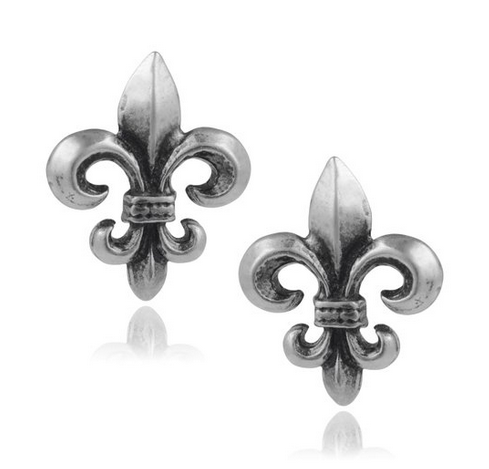Brinley Co Fleur-de-lis Stud Sterling Silver Earrings
