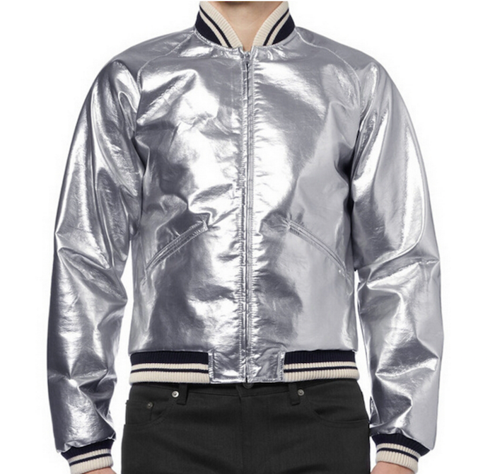 Men's Fashion Silver Bomber Leather Jacket 2015 New Slim Zip Pockets Cool Party Coat for Spring Autumn