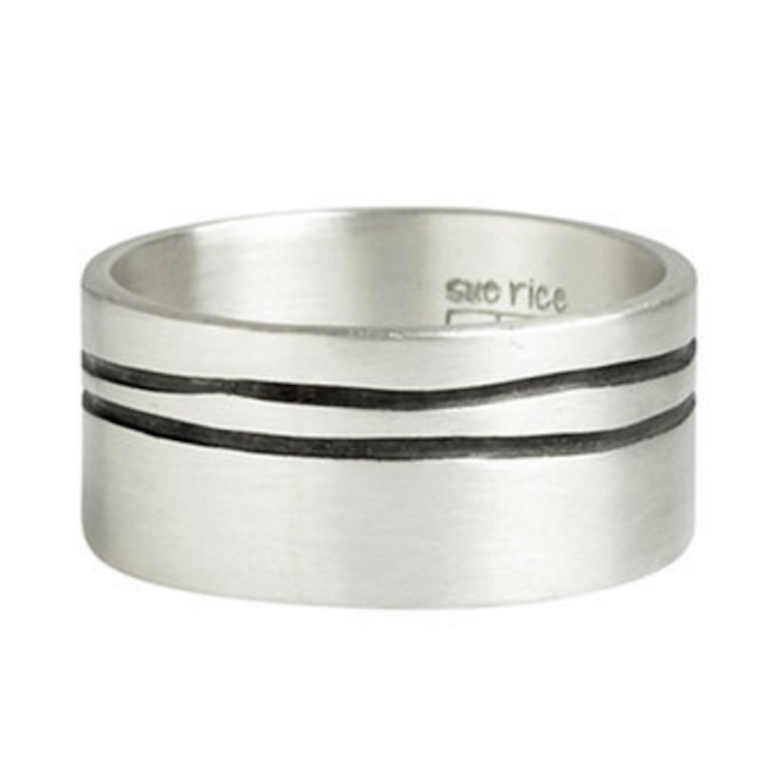 Lineage Men's Double Line Ring In Sterling Silver