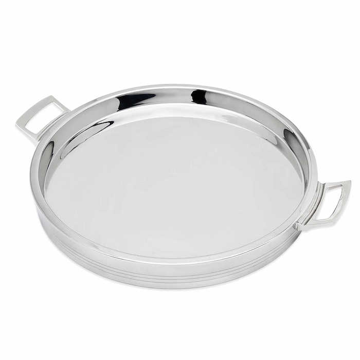 Top Shelf Silver Stainless Steel Double Wall Round Tray