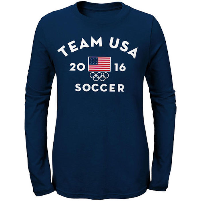 Women's Navy Team USA Soccer Long Sleeve Very Official National Governing Bodies T-Shirt