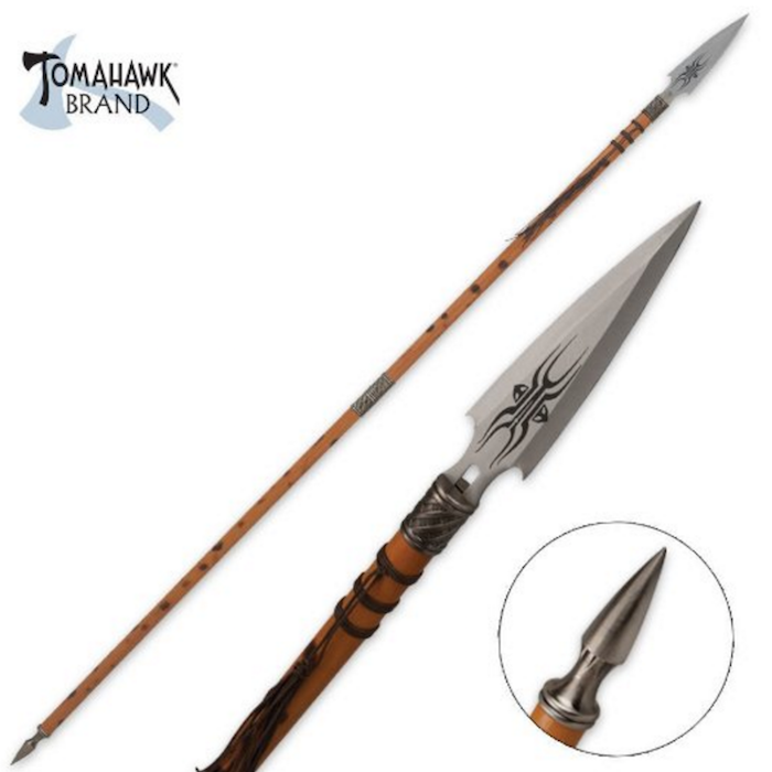African Wooden Warrior Spear by Tomahawk Blingby