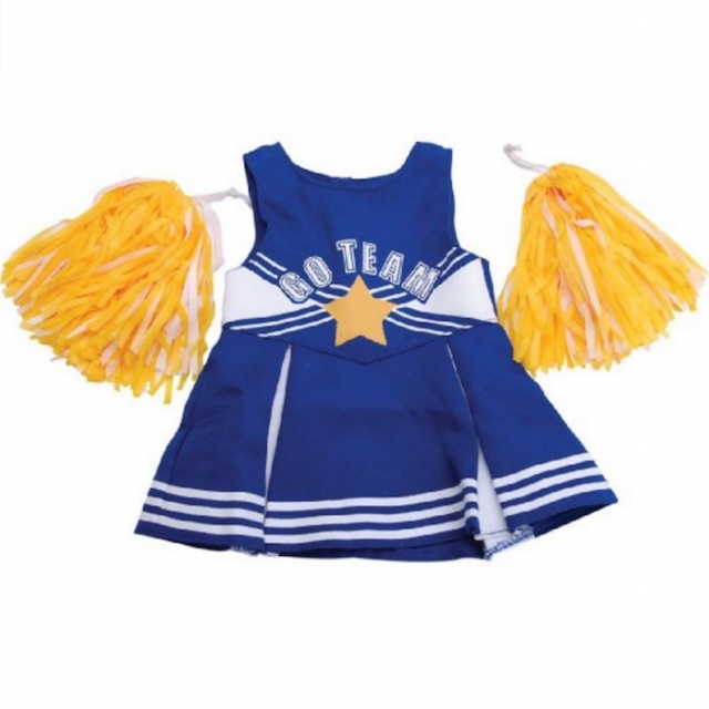 Springfield Collection Cheerleader Outfit, Blue and White with Yellow Pom Poms