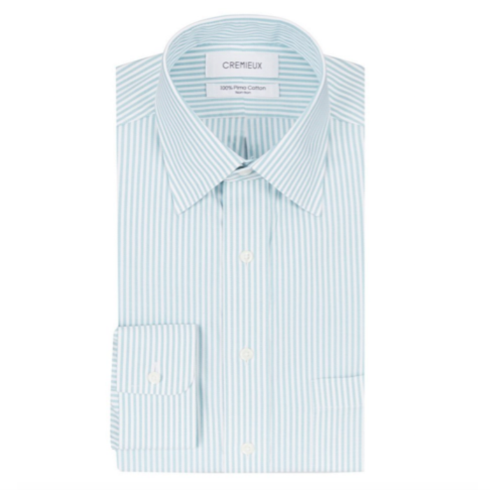 Cremieux Striped Non-Iron Fitted Classic-Fit Spread-Collar Dress Shirt